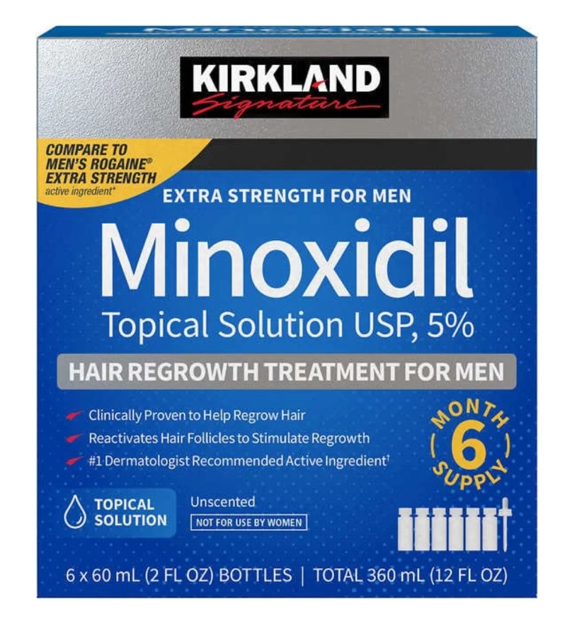 Solución Tópica Kirkland Minoxidil - 60ml (6 Unidades)